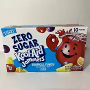 Kool-Aid Jammers Tropical Punch Zero Sugar Soft Drink 10 Ct Box, 6 Fl Oz Pouches