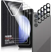[Didisky] [4 + 4 Pack] Screen Protector for Samsung Galaxy S23 FE 6.4'' (Not for Samsung S23), 4 Tempered Glass Film with 4 Camera Lens Protector, Easy to install