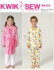 KWIK SEW SEWING PATTERN 4131 BOYS GIRLS TEENS 4-14 KNIT ROBE, PYJAMAS TOP, PANTS
