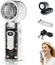 IceRush Turbo - Handheld Fan with Instant Cooling Plate & LED Light, 3 in 1 Mini Fans, Portable Handheld Turbo Fan with Ice Cooling, 5 Speed Battery Rechargeable Foldable (White)