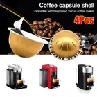 4Pcs Reusable Sealed Tin Foil Cup Coffee Capsule Pod For Nespresso Vertuoline