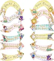 Alice in Wonderland Party Arrow Signs - Pack of 24 Arrow Signs - Including String - Mad Hatters Tea Party Supplies Props