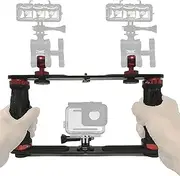 Aluminium Alloy Underwater Handheld Support Stabilizer Holder Video Light Dive Light Stand Tray with Two 1'' Ball Handle for Action Camera and Any Other Camera with 1/4 inch Screw Hole