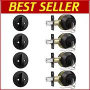 4 Pack Black Single Cylinder Deadbolt Locks - All Keyed Alike Security Set