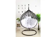 Egg Chair Hanging- Black Basket & White Cushion