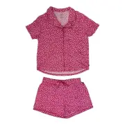 GAP Women's 2-Piece Short Sleeve Notch Collar Top & Short Sleep Set (Pink