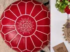 Genuine Leather Pouf Unstuffed - Moroccan Ottoman Footstool, Footrest Cover