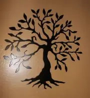Olive Tree of Life - Metal Wall Art - Black 24"