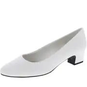 Easy Street Womens 11 M White Prim Faux Leather Block Heel Pumps Heels NIB XS7