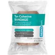 AEROBAN Tan Cohesive Bandage 7.5cm x 4.5M Wrap/12