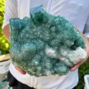 7.5lb Natural Green cube FLUORITE Quartz Crystal Cluster Mineral Specimen