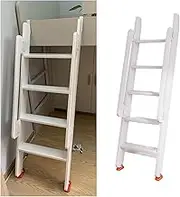 White Bunk Bed Ladder/Inclined Ladder, Suitable for Heavy People, Wooden Loft Bed Ladder with Hook Bracket and Non-Slip Feet, Safety Railing Ladder for Children and Adults