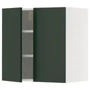METOD wall cabinet with shelves/2 doors, white/Havstorp deep green, 60x37x60 cm