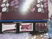 Mainstays KING SHEET SET BURGUNDY PRINT NEW bed skirt dust ruffle; pillow shams