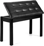 Piano Bench with Storage Piano Stool and Padded Cushion Wooden Duet Seat for Keyboard Piano Seat with Waterproof Non-Slip,Black