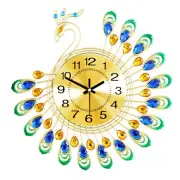 Artistic Metal Peacock Wall Clock for Elegant For Living Room Decor