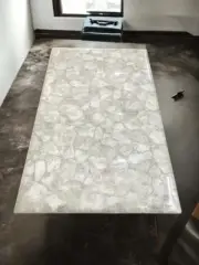 White Quartz Agate Bars & Kitchen Slab Dining Table, Handmade Furniture Decor