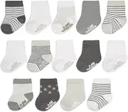 [Fruit of the Loom] Baby 14-Pack Grow & Fit Flex Zones Cotton Stretch Socks - Unisex, Girls, Boys