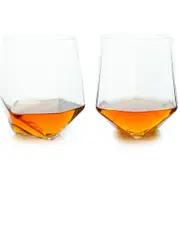 Viski Set of 2 Seneca Faceted Crystal Tumblers