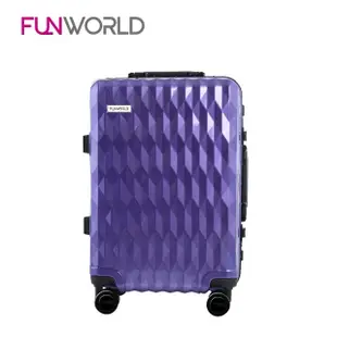 【FUNWORLD】【全新福利品】20吋鑽石紋經典鋁框輕量行李箱/旅行箱(魅力紫)