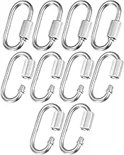 uxcell 10-Pack Quick Chain Link Connector, M3.5 1/8 304 Stainless Steel D-Shape Locking Repair Chain Links for Swing/Camping/Hiking/Backpack, Twist Key Ring Screw Chain Link [Silver]