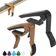 2Pcs Guitar Capo Set with 5Pcs Guitar Picks for Acoustic Electric Guitar, Adjustable Clamp for String Instrument, Easy Use Capo for Musicians