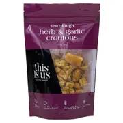 Organic This Is Us Sourdough Herb and Garlic Croutons 110g – Fresh, healthy organic delivery | Doorstep Organics.
