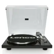 Lenco 42cm Aluminium Bluetooth Speaker Vinyl Record Player Turntable Walnut