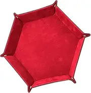 JOINPAYA Hexagon Dice Tray in Pu Leather Collapsible Storage Dice Box Stylish Desktop