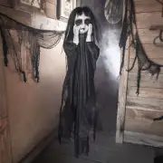 11 3/4 x 43 1/4 Hanging Spooky Undead Girl Halloween Decoration