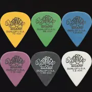 6 x Dunlop Tortex Sharp Guitar Picks / Plectrums - 1 Of Each Type