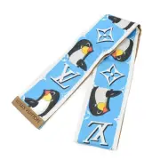 ya02 Louis Vuitton Bando Animogram Penguin Scarf Silk Blue/Brown/White M90758