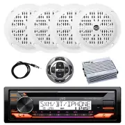 JVC Marine CD Receiver, Remote, 4x 4'' 100W White Speakers, Amplifier, Antenna