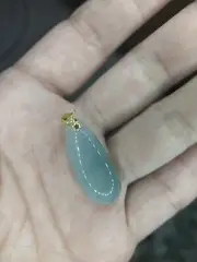 Natural Burma icy blue jadeite jade 18K(au750) yellow gold fugua pendant