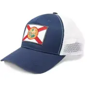 Florida State Flag Trucker Cap, Baseball, Snapback (Navy)