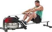 Water Rowing Machine with LCD Monitor, Foldable Rower Fitness Equipment, 220 LB Weight Capacity