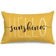 Hello Sunshine Pillow Cover Farmhouse Yellow Lumbar Pillow Cover,Spring