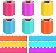 Swpeet 6 Rolls 196.8 Ft 6 Colors Bulletin Board Borders Assortment Kit, Colorful Scalloped Bulletin Board Trim, Poster Borders Trim, Bulletin Board Paper, Decoration Border Strips for School Classroom