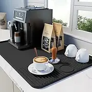 Coffee Mat Silicone Coffee Machine Tray with Raised Edges for Kitchen Counter, Perfect Coffee Pot Tray and Dish Drying Mat Premium Coffee Bar Accessories Fit Under Coffee Maker