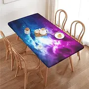 Galaxy Nebula Star Space Rectangular Tablecloth Table Cover for 4 Foot Tables, Waterproof Fitted Elastic Edged Table Cloth for Indoor Outdoor Party Wedding Picnic Patio, 4 Ft/48x30 inch