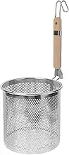 PRETYZOOM Pasta Cooker Stainless Steel Pasta Basket with Wood Handle Kitchen Mesh Spider Pasta Strainer Skimmer Food Dumpling Noodle Strainer Blanching Basket for Noodles