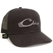 DRAKE WATERFOWL MESH BACK FLAT BILL BALL CAP SNAPBACK HAT BLACK