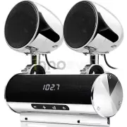 Waterproof Bluetooth Motorcycle Stereo 4 Speaker Soundbar Audio System USB Radio
