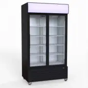 Thermaster 1000L Two Sliding Glass Door Colourbond Upright Drink Fridge Black...
