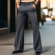 Men's Dress Pants Flared Pants Bell Bottom Trousers Suit Pants Pocket Plain Comfort Breathable Outdoor Daily Going out Fashion Casual Black White