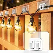 [Galetcy] Hooks for Outdoor String Lights - 100 Pack with Adhesive Strips - No Damage, No Tools, No Holes, Waterproof and UV-Resistant, Perfect for Christmas and Patio Decor