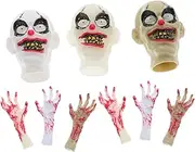 WEKADRIN 1 Set Lifelike Severed Hand and Clown Ghost Head for Halloween Decorations Realistic Creepy Props for Spooky Parties Bloody Hand and Clown Head Model