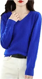 [Hamthuit] Women's Mink Cashmere Sweater Women's V-Neck Pullover Casual Knitting Basic Sweater
