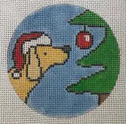 Puppy Ornament Hand Painted Needlepoint Canvas