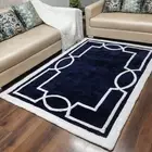 Contemporary Navy & White Geometric Area Rug – Plush Texture for Modern Living